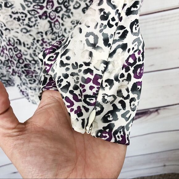 Classifies Entier Silk Purple Leopard Print Blouse - Picture 4 of 7